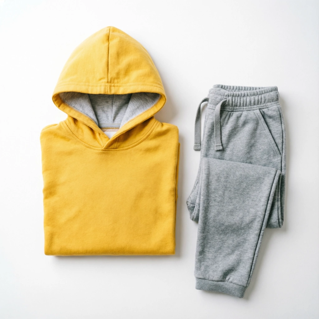 Yellow Hoodie and Gray Sweatpants relaxed fit boys clothing